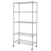 HAOYYE 5-Tier NSF-Certified Steel Wire Shelving Unit with Wheels Chrome Adjustable Heavy Duty Storage Rack Organizer for Kitchen Pantry Garage Office Laundry Room Easy Mobility and Assembly